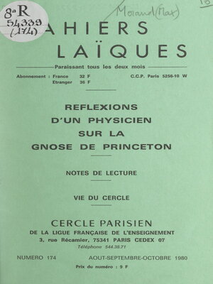 cover image of Réflexions d'un physicien sur la gnose de Princeton